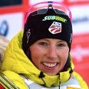 Kikkan Randall (USA) all smiles on final podium [P] Nordic Focus