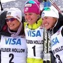 Women’s final podium (l-r) Fitzerald 2nd, Bjornsen 1st, Caldwell 3rd [P] Kirk Nichols