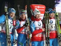 The Russian team of Olga Vilukhina, Olga Zaitseva, Ekaterina Glazyrina, and Ekaterina Shumilova finished second. [P] Nordic Focus