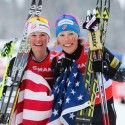 USA’s Jessica Diggins (l) and Kikkan Randall [P] Nordic Focus