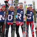 Norwegian squad (l-r) Heidi Weng, Therese Johaug, Kristin Steira and Marit Bjoergen [P] Nordic Focus