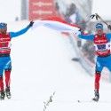 Russia’s Petukhov (l) and Kriukov celebrate gold [P] Nordic Focu