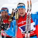 Russia’s Alexey Petukhov (l) and Nikita Kriukov celebrate gold [P] Nordic Focus