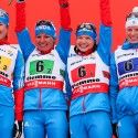 Final podium (l-r) Guschina, Iksanova, Ivanova and Tchekaleva in 3rd [P] Nordic Focus