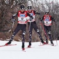 (l-r) Billy Demong, Taylor Fletcher, Bryan Fletcher training [P] Sarah Brunson/U.S. Ski Team