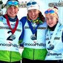 J2 Girls final podium (l-r) Julia Kern 2nd, Katharine Ogden 1st, Leah Brams 3rd. [P] Bert Boyer