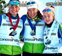 J2 Girls final podium (l-r) Julia Kern 2nd, Katharine Ogden 1st, Leah Brams 3rd. [P] Bert Boyer