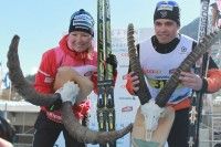 Roponen and Gudeon on the podium [P] Worldloppet