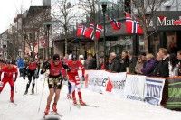 Last year Anders Tettli Rennemo was lightly dressed in the streets of Mosjøen. [P] courtesy of Bysprinten