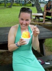 Enjoying a big bowl of shaved ice. [P] courtesy of Ida Sargent
