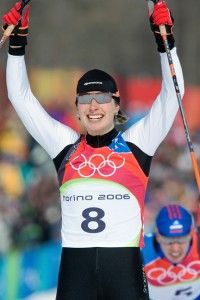 Canada’s Chandra Crawford wins Olympic gold in Turin in 2006. [P] Heinz Ruckemann