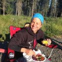 Astrid Jacobsen fueling up for more quality training in AK. [P] Kikkan Randall