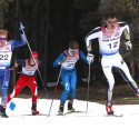 CU’s Rune Oedegaard leading Sun Valley’s Matt Gelso around Sunday’s Sprint Course. Oedegaard earned 9th overall while Gelso placed 8th [P] Dave Wheelock