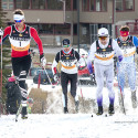 Len Valjas, number one, of Canmore stays ahead of the pack to win the final heat of the Frozen Thunder Classic sprint [P] Pam Doyle