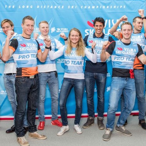 Celebrating the announcement of Visma Ski...