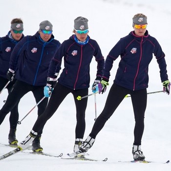 The U.S. Cross Country Ski Team skis in New Zealand wearing L.L.Bean outerwear in the national commercial. [P] L.L.Bean (2)