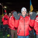 Canadian team members Scott Gow and Nathan Smith stand at the front of their team during the opening ceremonies of the IBU World Cup [P] Pam Doyle