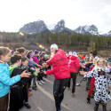 Dahria Beatty high fives kids at the Frozen Thunder Festival [P] Pam Doyle