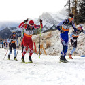 National Para-Nordic skier Brian McKeever heads out in a strong heat with Antoine Hébert, Jack Carlyle and Reed Godfrey [P] Drew Goldsack