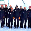 America’s top ski jumpers pose during a training camp on the Olympic jumps in Lillehammer. Norway [P] USSA