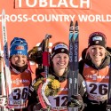 Historic US podium (l-r) Krista Parmakoski (FIN) 2nd, Jessica Diggins (USA) 1st and Sadie Bjornsen (USA) 3rd [P] Nordic Focus