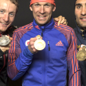 Men’s 20km podium at IBU Worlds (l-r) Ondrej Moravec, Lowell Bailey, Martin Fourcade [P] Nordic Focus