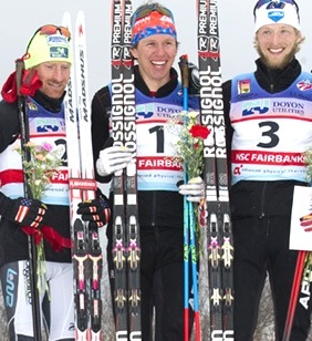 Men’s 50km F final podium (l-r)...
