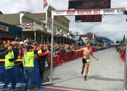 Scott Patterson cruising to victory in the 2017 Mt. Marathon [P] courtesy of APU