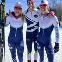 Senior Women’s podium (l-r) Maclean 3rd, Macisaac-Jones 1st, Stewart-Jones 2nd [P] Ski Nationals