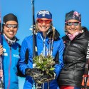 Women’s podium (l-r) Aurelie Dabudyk, Jessie Diggins, Alayna Sonnesyn [P] Matt Whitcomb