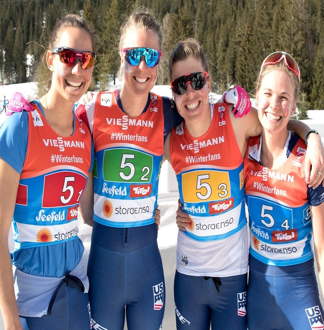 Team USA (l-r) Kern, Bjornsen, Brennan, Diggins [P] Reese Brown