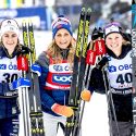 Women’s podium (l-r) Andersson 2nd. Johaug...